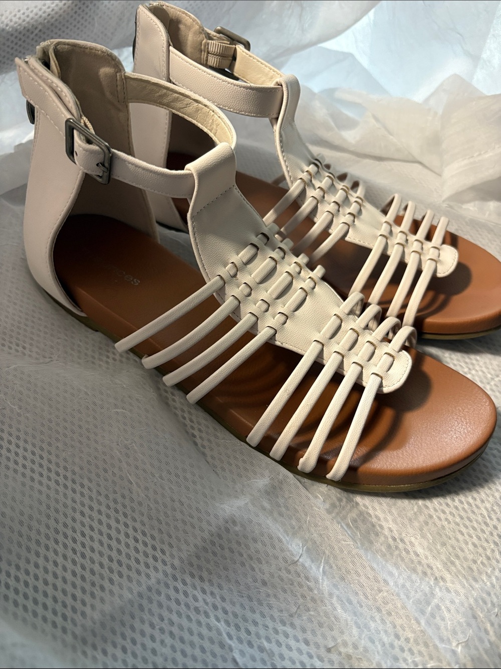 Women’s White Strappy Gladiator Sandals - Picture 2 of 3